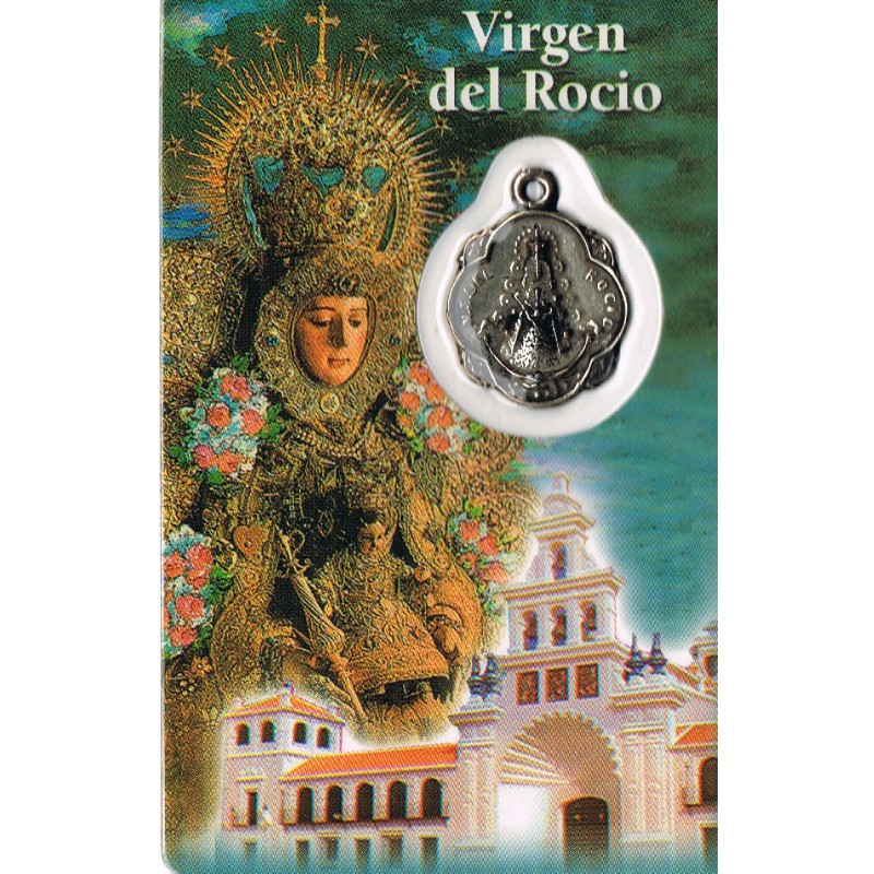 Estampa plástica Virgen del Rocio con medalla insertada